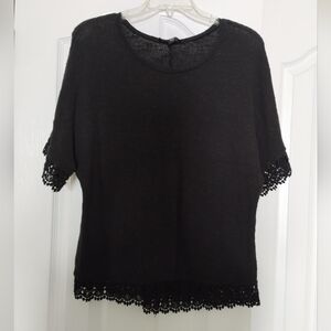 Attention Black Lace Detail Top